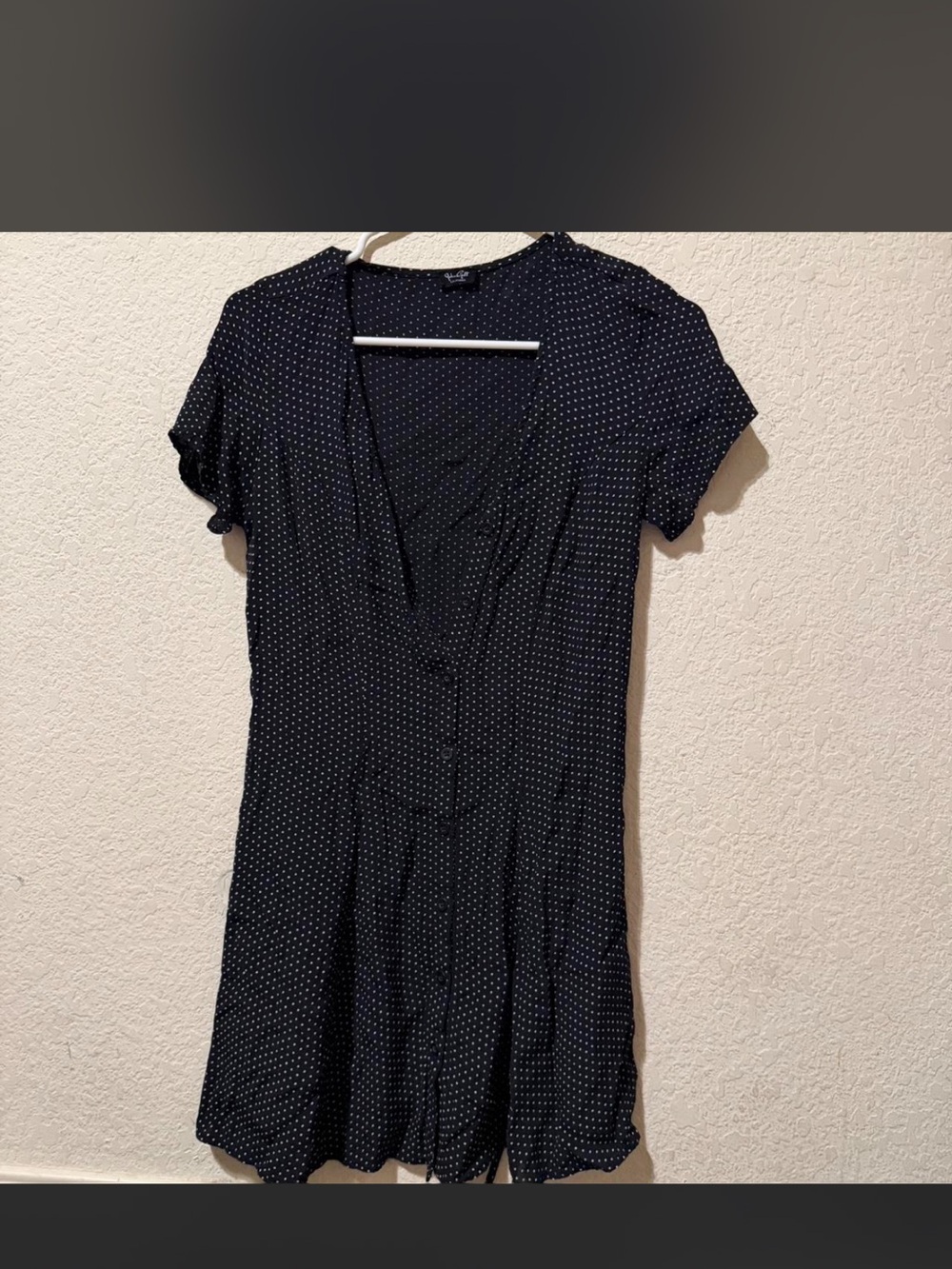 Brandy Melville Black Mini Dress with White Polka Dots